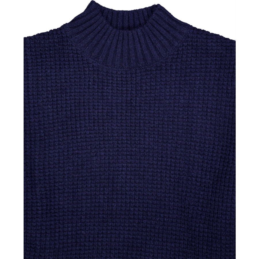 Úplet Grady Waffle Mockneck Knit Dark Navy