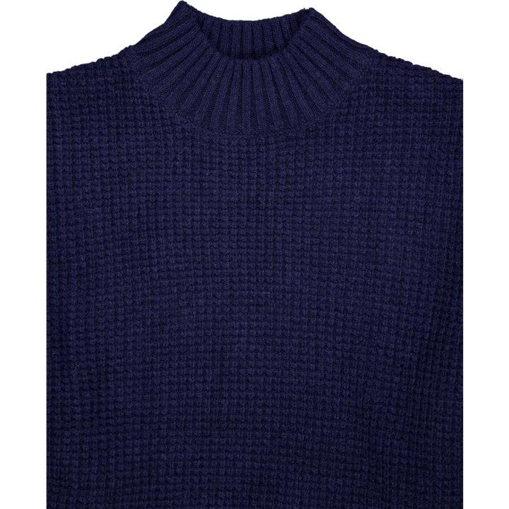 Úplet Grady Waffle Mockneck Knit Dark Navy