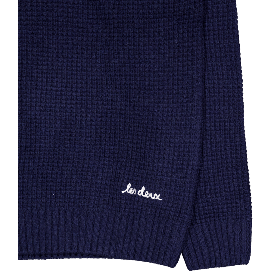 Úplet Grady Waffle Mockneck Knit Dark Navy
