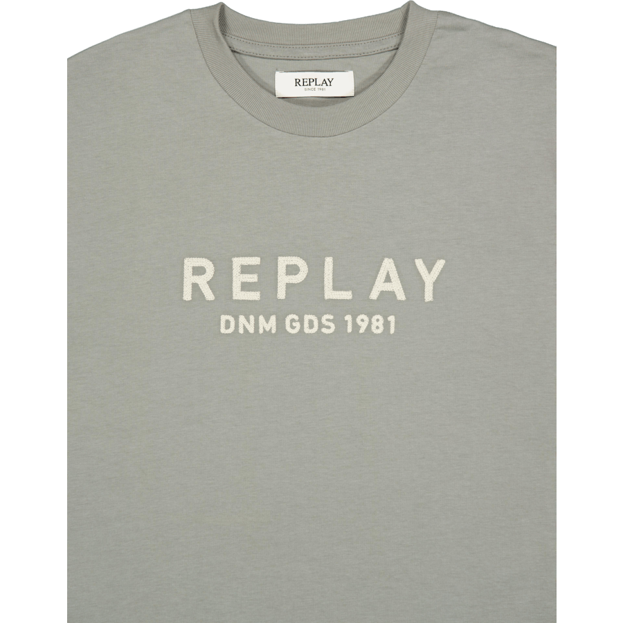 Gesticktes Logo Tee Grau Militär