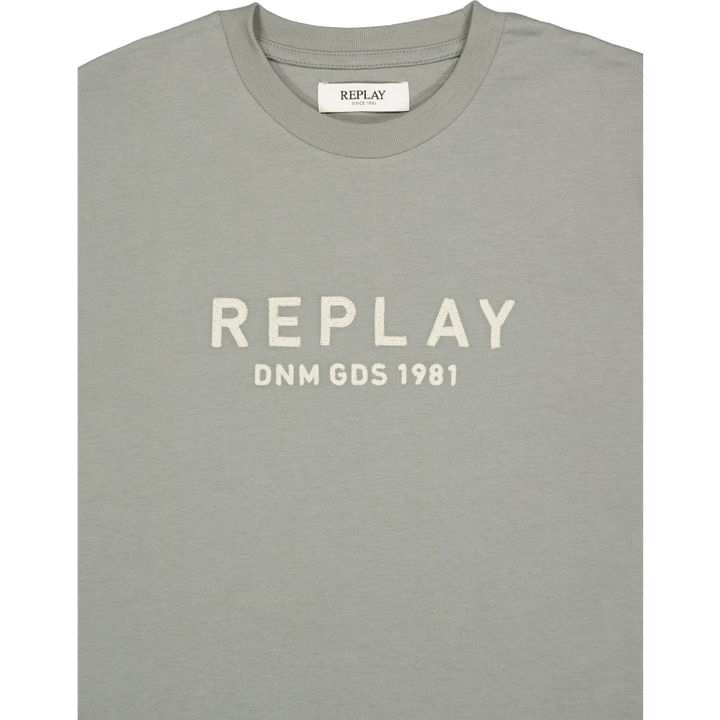 Gesticktes Logo Tee Grau Militär