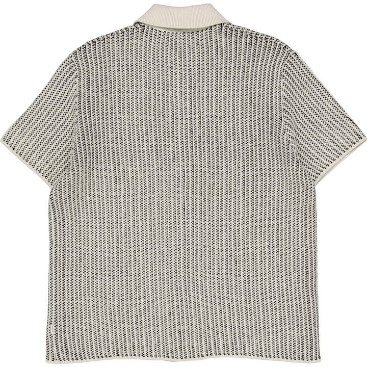 Easton Knitted Ss Shirt Elfenbein/Schwarz