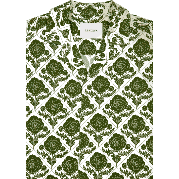 Lesley Flower Tile Aop Ss Shir Vintage Verde/Avorio