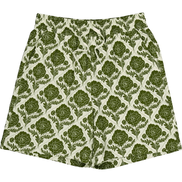 Lesley Flower Tile Aop Shorts Vintage Green/ivory