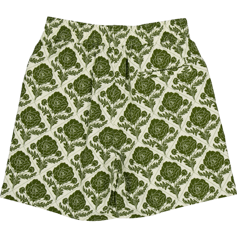Lesley Flower Tile Aop Shorts Vintage Green/ivory