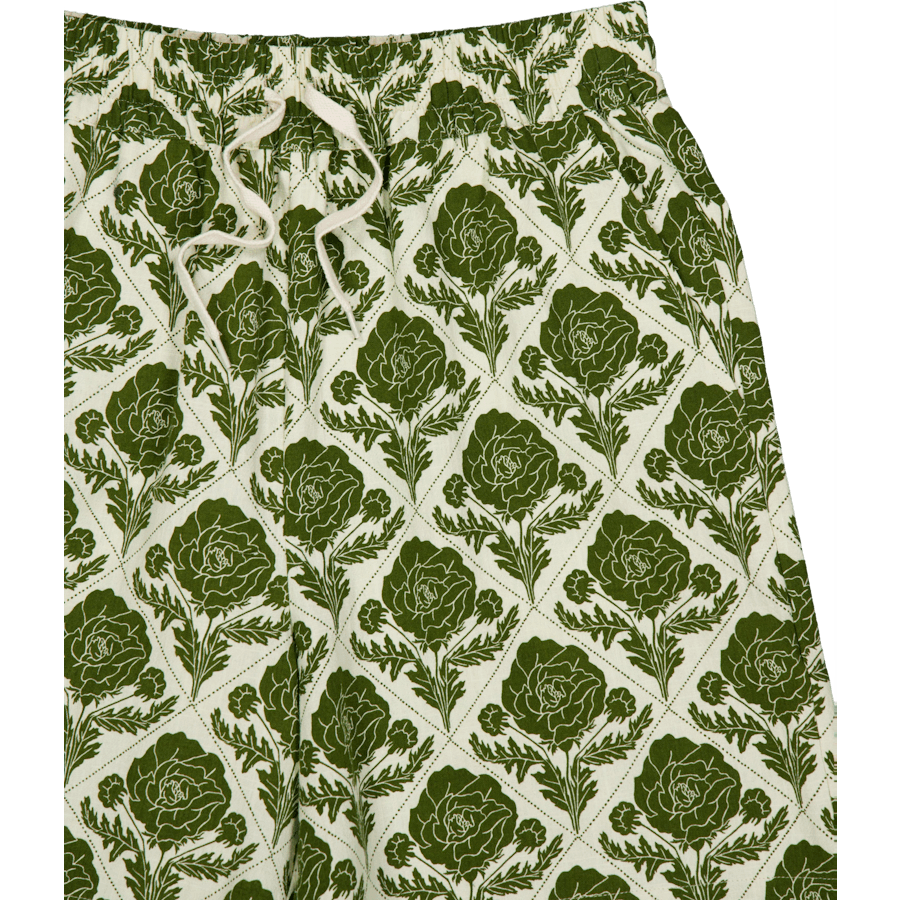 Lesley Flower Tile Aop Shorts Vintage Green/ivory