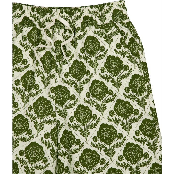 Lesley Flower Tile Aop Shorts Vintage Green/ivory
