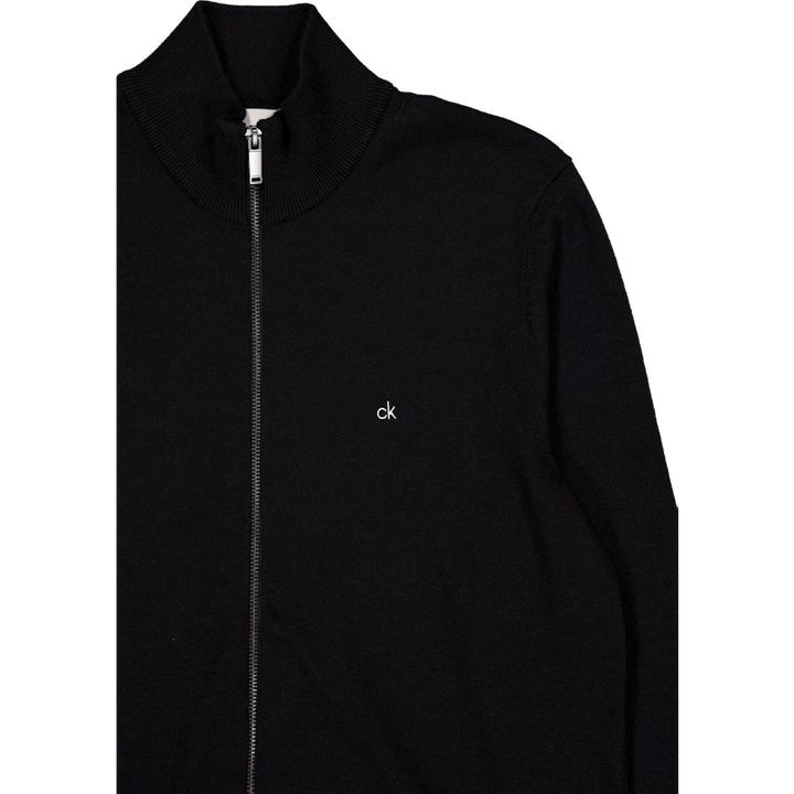 Cotton Silk Blend Zip Jacket Black