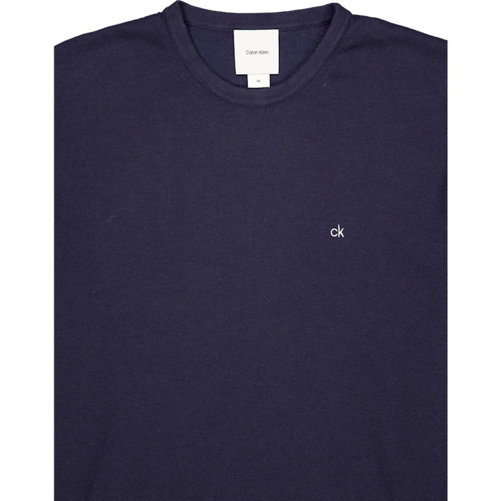 Cotton Silk Blend Cn Sweater Blue