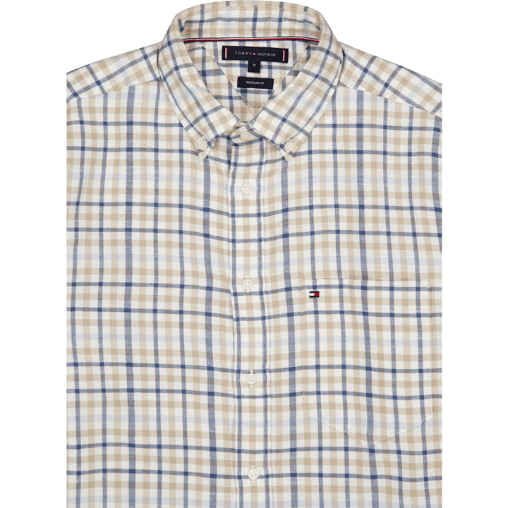 Gebürstetes Leinen Gingham Rf Hemd Weiß