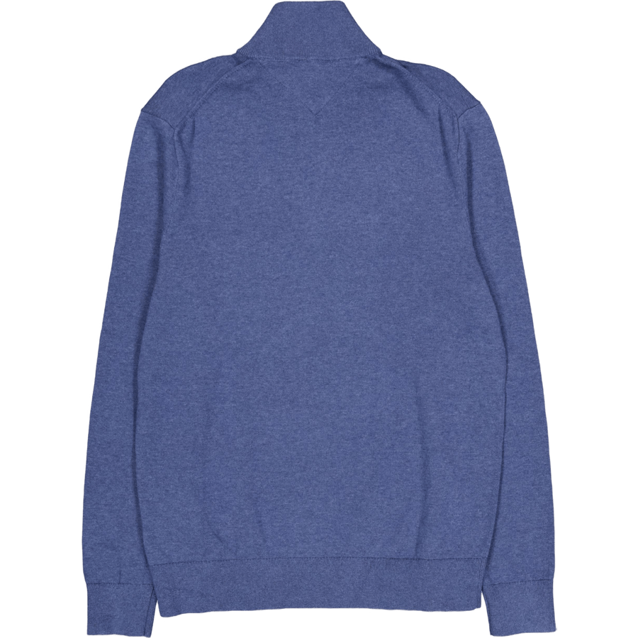 Essential Cotton Zip Mock Blue