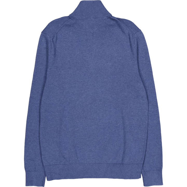 Essential Cotton Zip Mock Blue