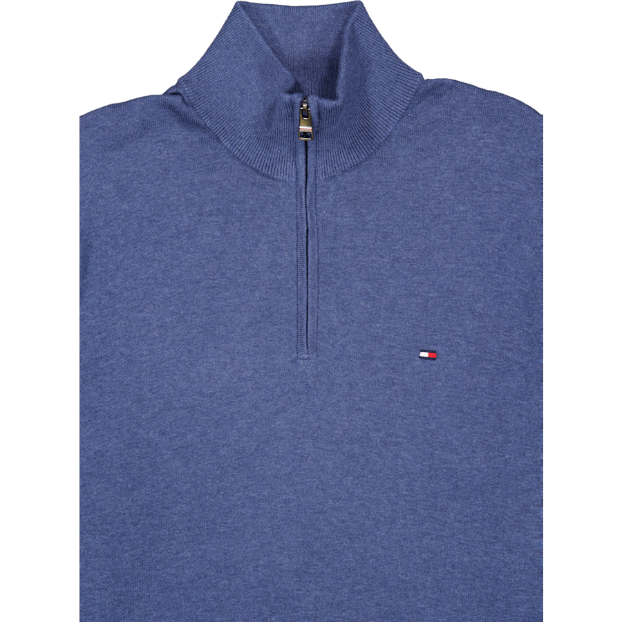Essential Cotton Zip Mock Blue