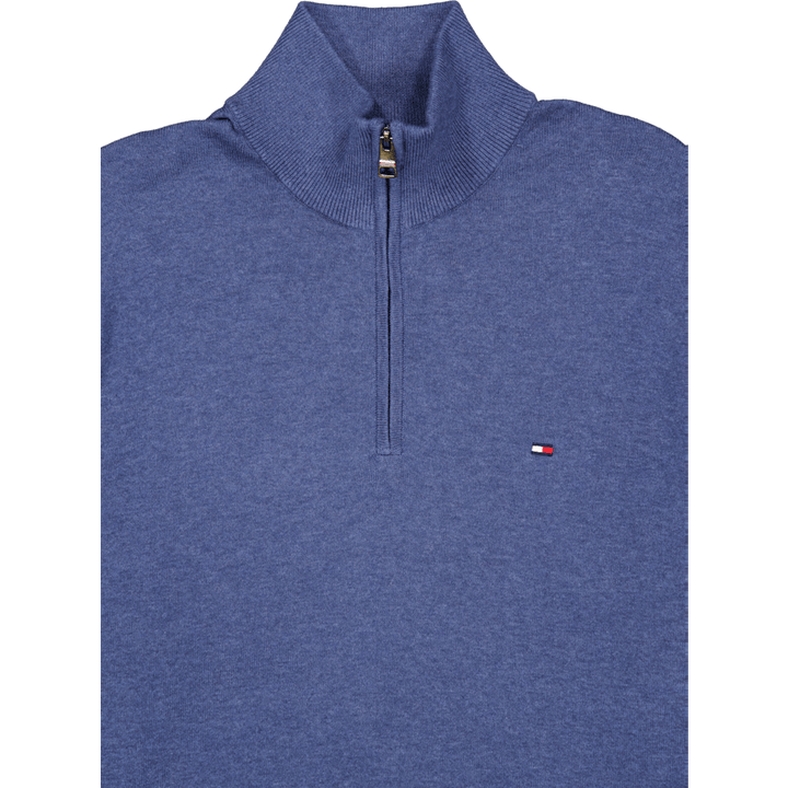 Essential Cotton Zip Mock Blue