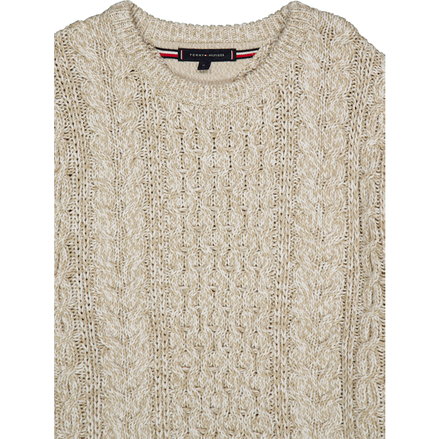 Mouline Aran Cable Girocollo Bianco