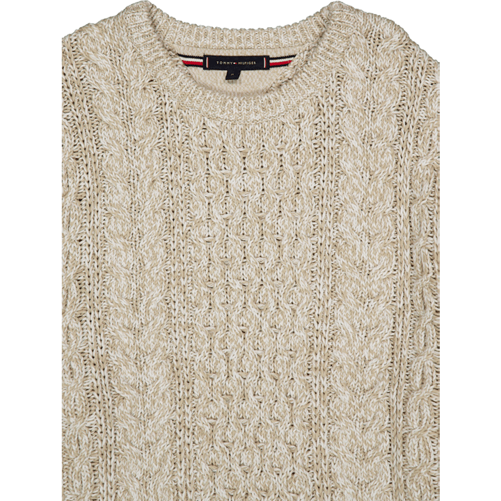 Mouline Aran Cable Girocollo Bianco