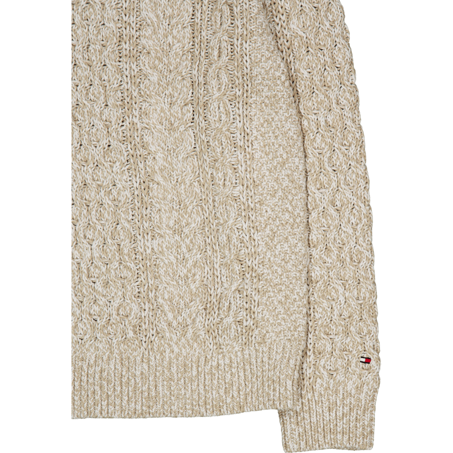 Mouline Aran Cable Girocollo Bianco