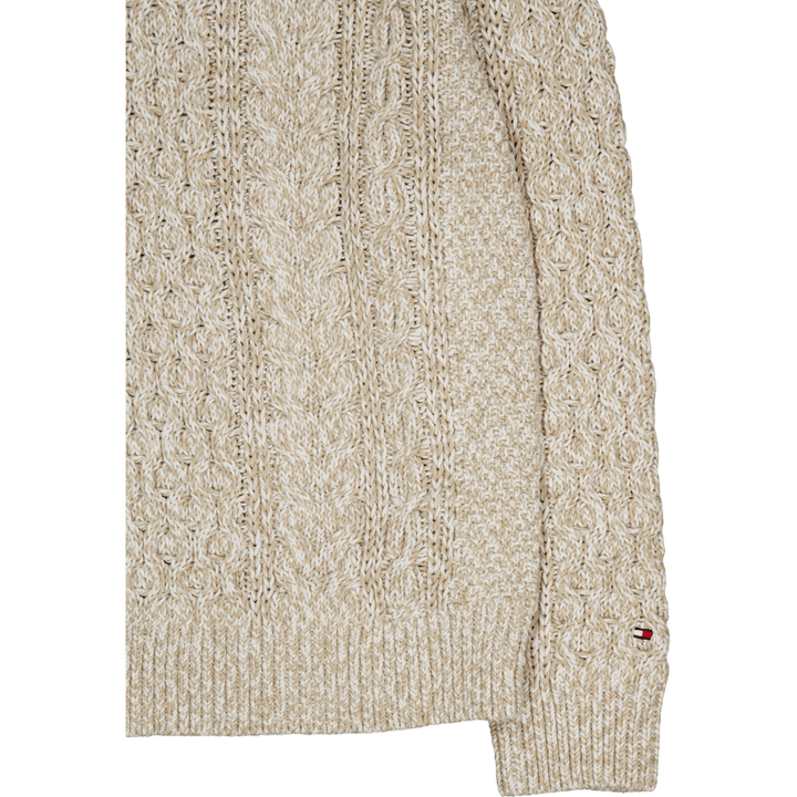 Mouline Aran Cable Girocollo Bianco