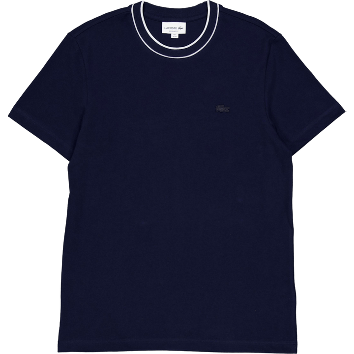 Stretch Piqué Stripe Collar T-shirt NAVY BLUE