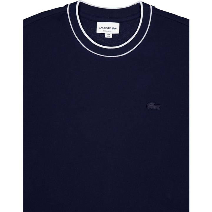 Stretch Piqué Stripe Collar T-shirt NAVY BLUE