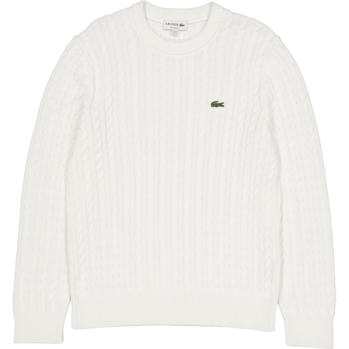 Cable Knit Cotton Sweater FLOUR/GREEN