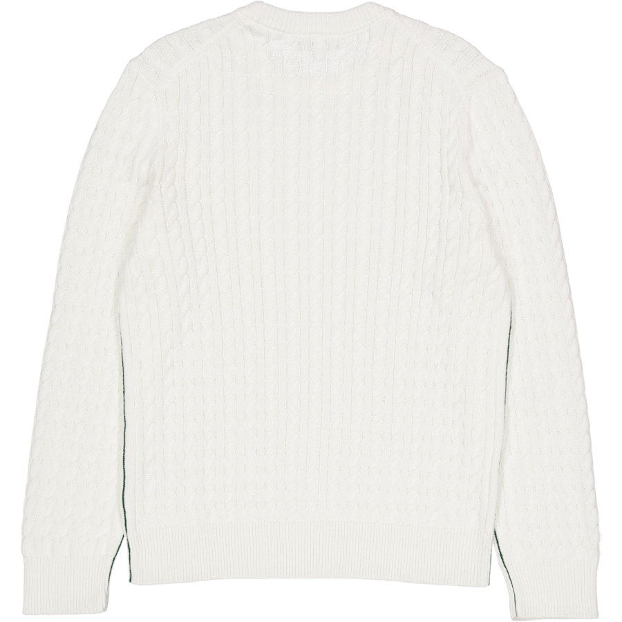 Cable Knit Cotton Sweater FLOUR/GREEN