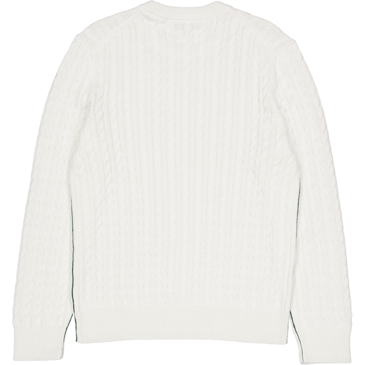 Cable Knit Cotton Sweater FLOUR/GREEN