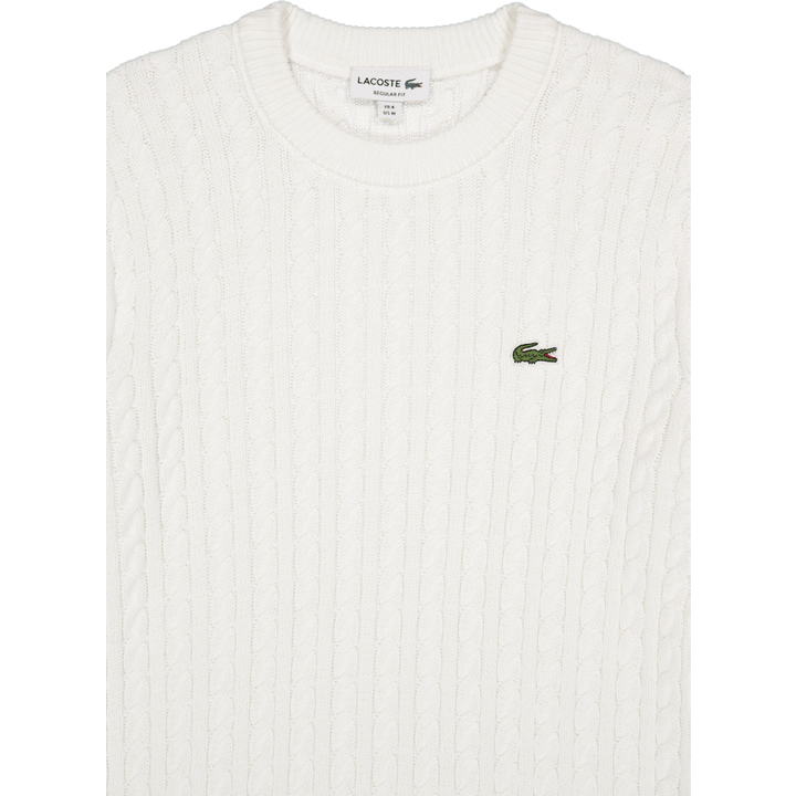 Cable Knit Cotton Sweater FLOUR/GREEN