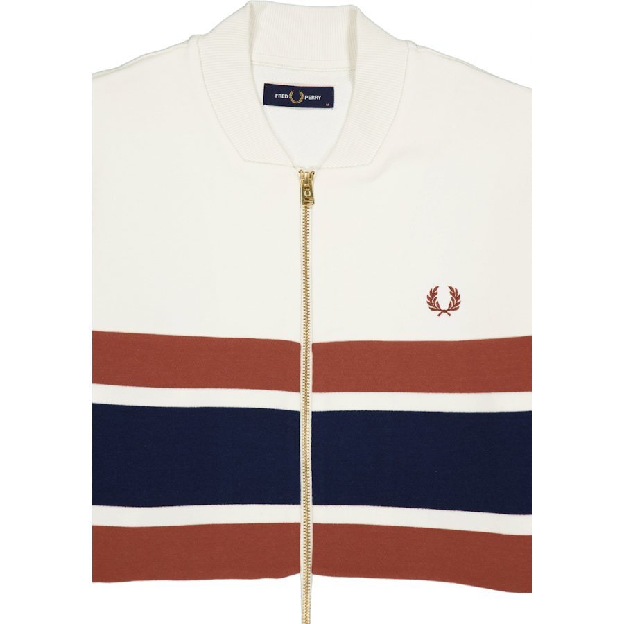 Sweat-shirt zippé à empiècements écru clair
