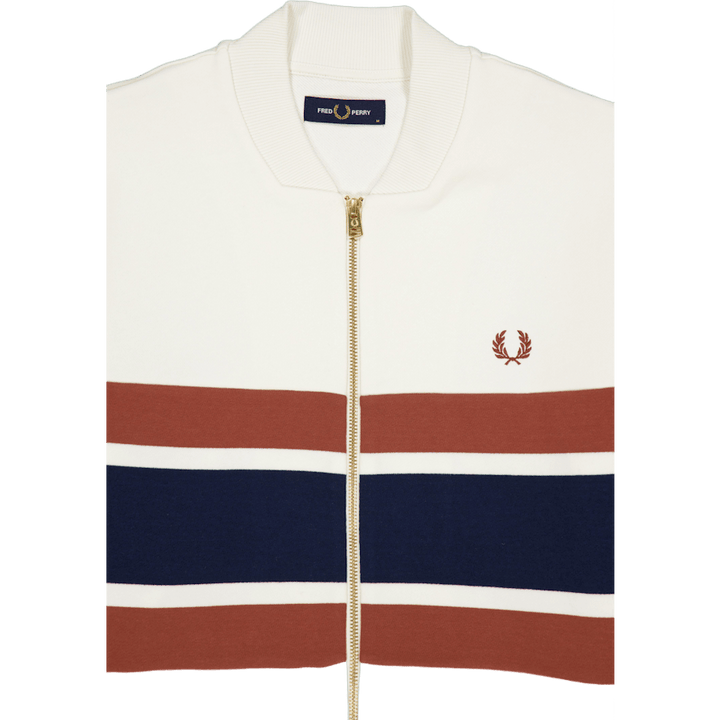 Sweat-shirt zippé à empiècements écru clair