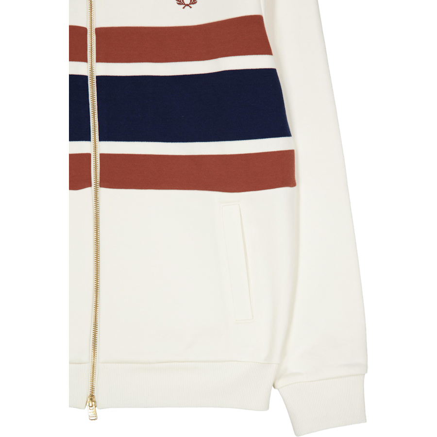 Sweat-shirt zippé à empiècements écru clair