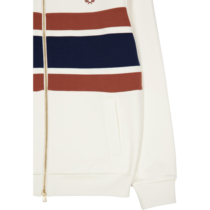 Sweat-shirt zippé à empiècements écru clair