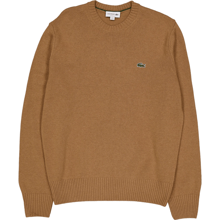 Carded Wool Crew Neck Sweater White Tuy