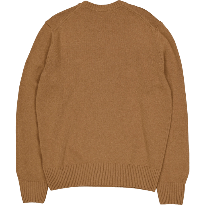 Carded Wool Crew Neck Sweater White Tuy