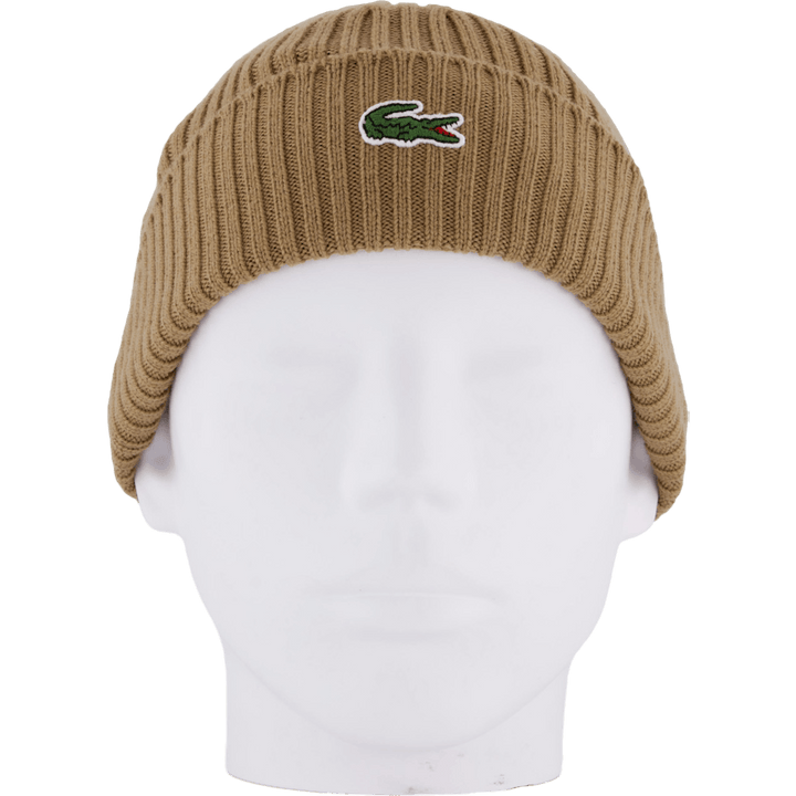 Rib Knit Brushed Wool Beanie Brown Dpc