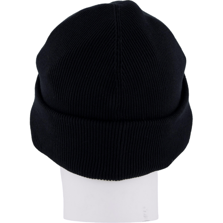 Ribbed Cotton Badge Beanie Noir 031