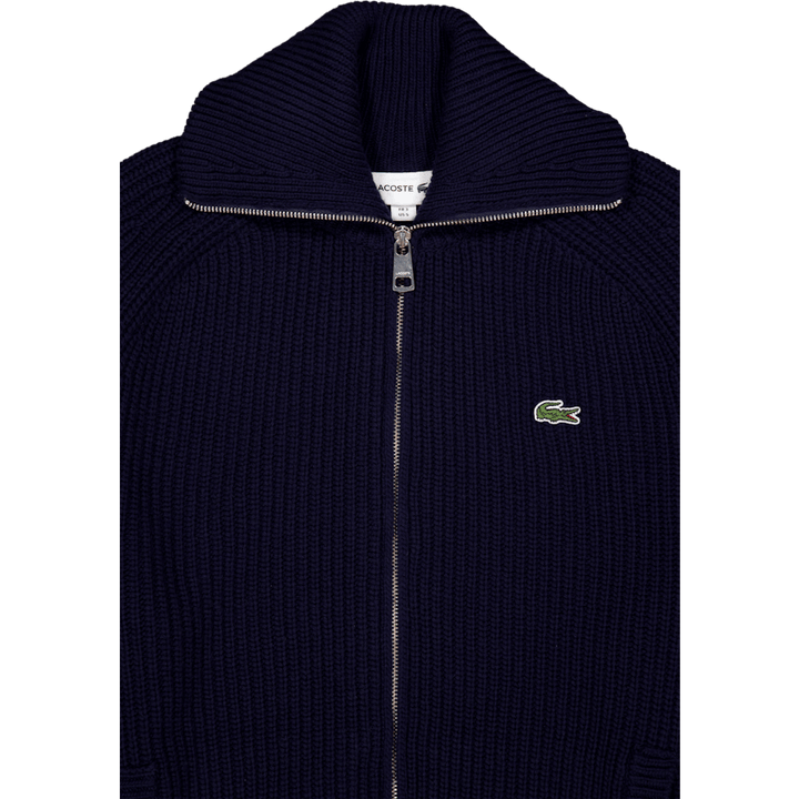 Carded Wool High Neck Zipped S Navy Blue