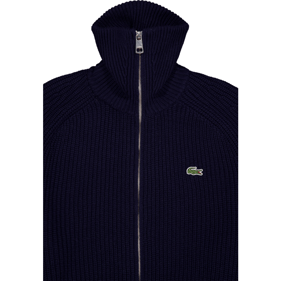 Carded Wool High Neck Zipped S Navy Blue
