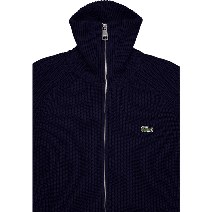 Carded Wool High Neck Zipped S Navy Blue