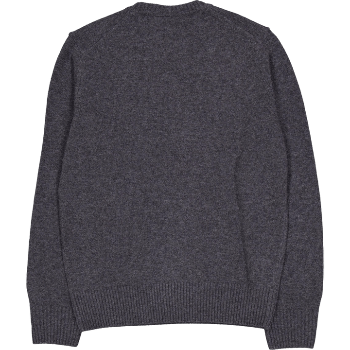 Carded Wool Crew Neck Sweater Heathered Grey