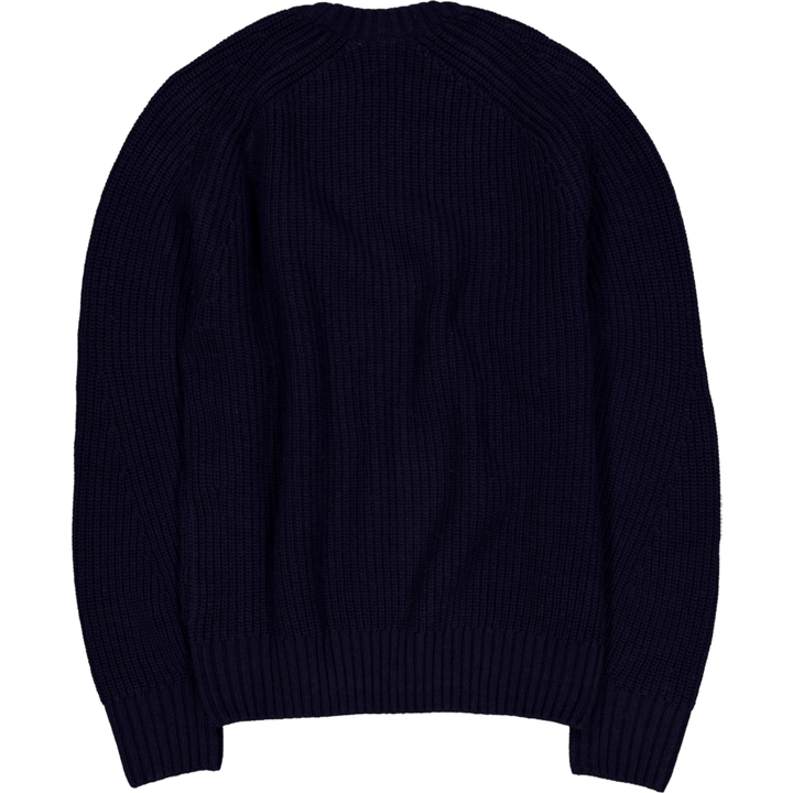 Thick Carded Wool Crew Neck Sw Navy Blue