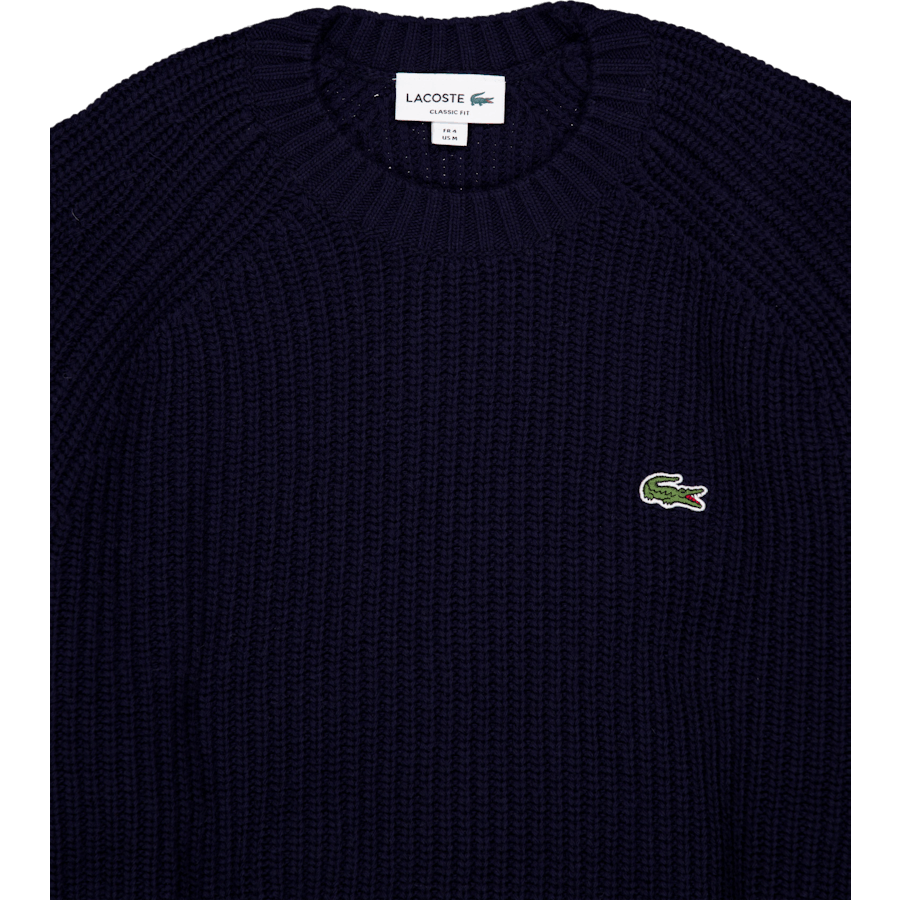 Thick Carded Wool Crew Neck Sw Navy Blue