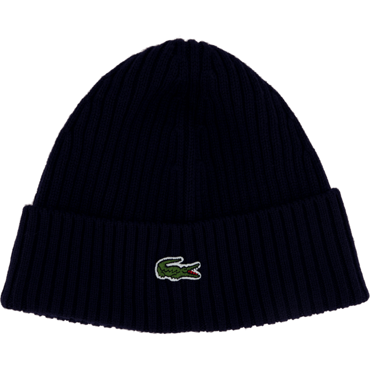 Rib Knit Brushed Wool Beanie Navy Blue