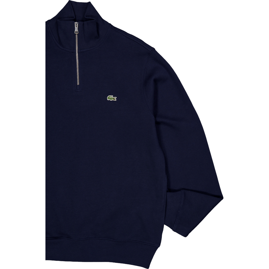 Zip-up High Neck Interlock Swe Navy Blue