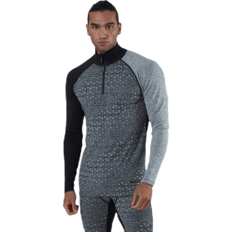 Geo Merino Wool Halfzip Grey