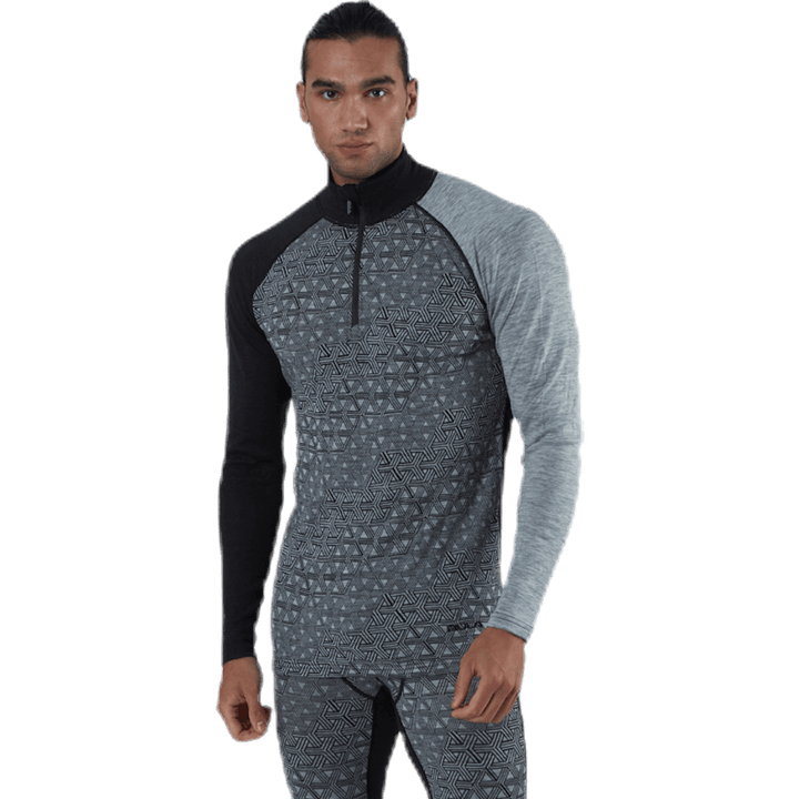 Geo Merino Wool Halfzip Grey