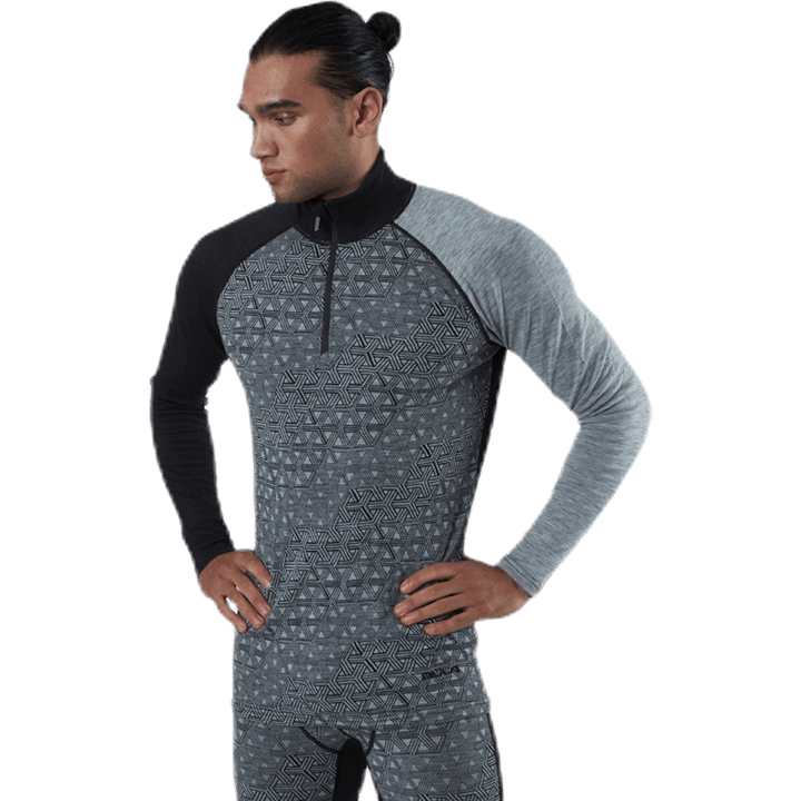 Geo Merino Wool Halfzip Grey