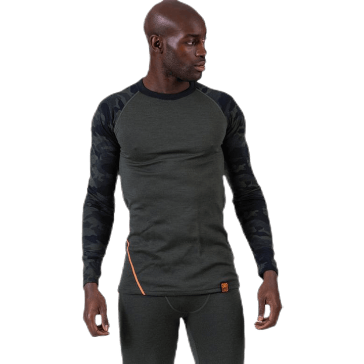 Camo Merino Wool Crew Grön
