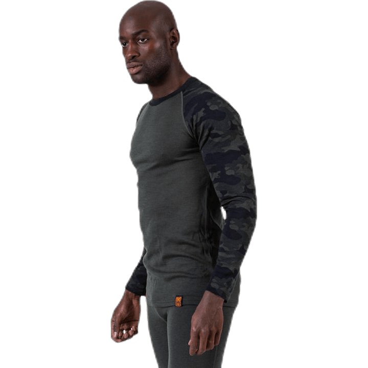 Camo Merino Wool Crew Grön