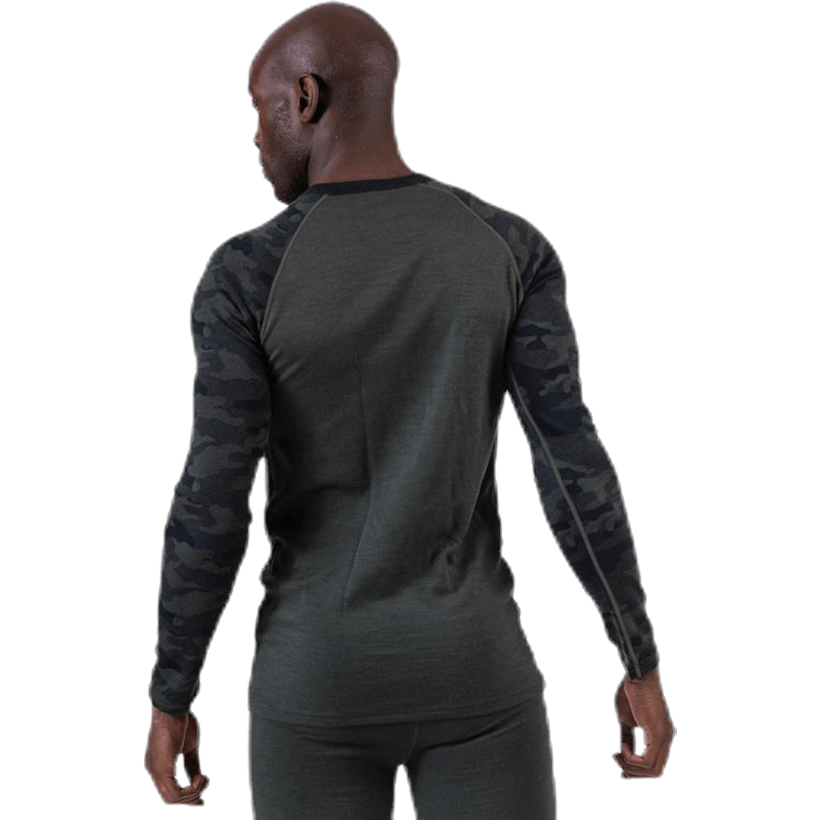 Camo Merino Wool Crew Grön